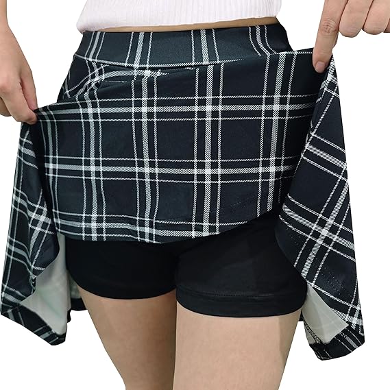 Women's Casual Basic Skirts Mini Flared Skater Stretchy A-Line Party Skirts with Shorts